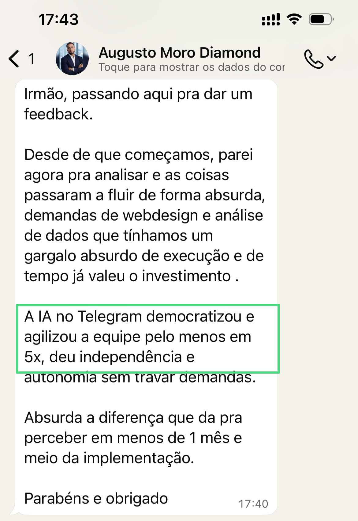 Mensagem de Augusto sobre o LEON