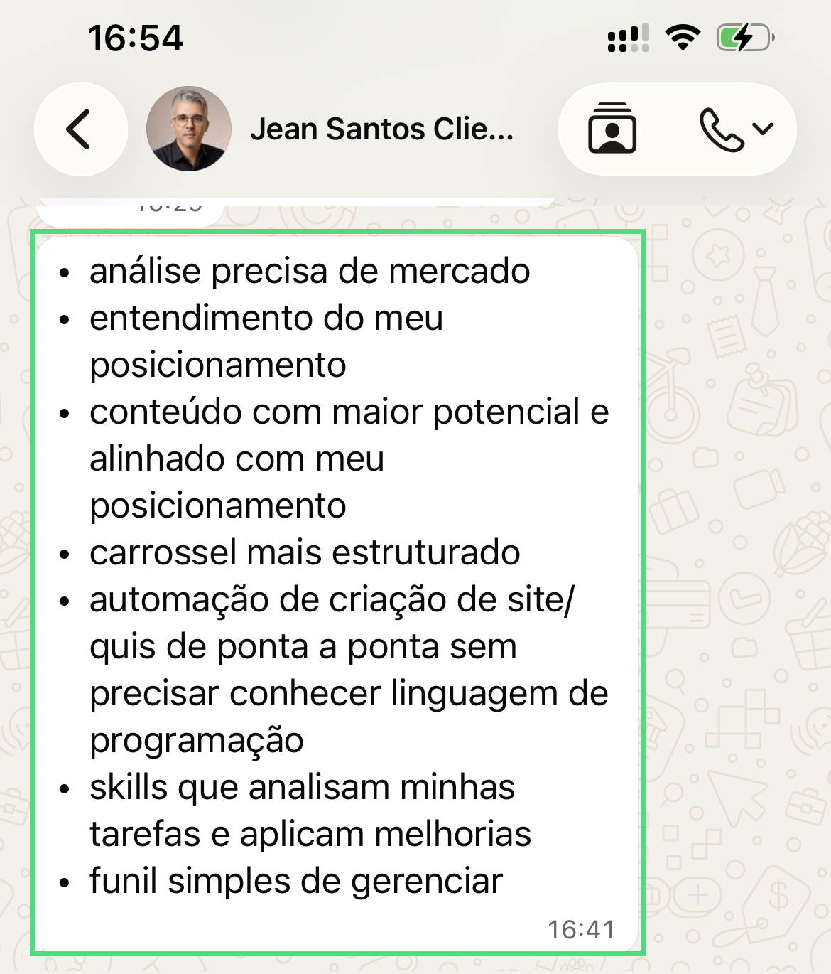 Mensagem de Jean sobre o LEON